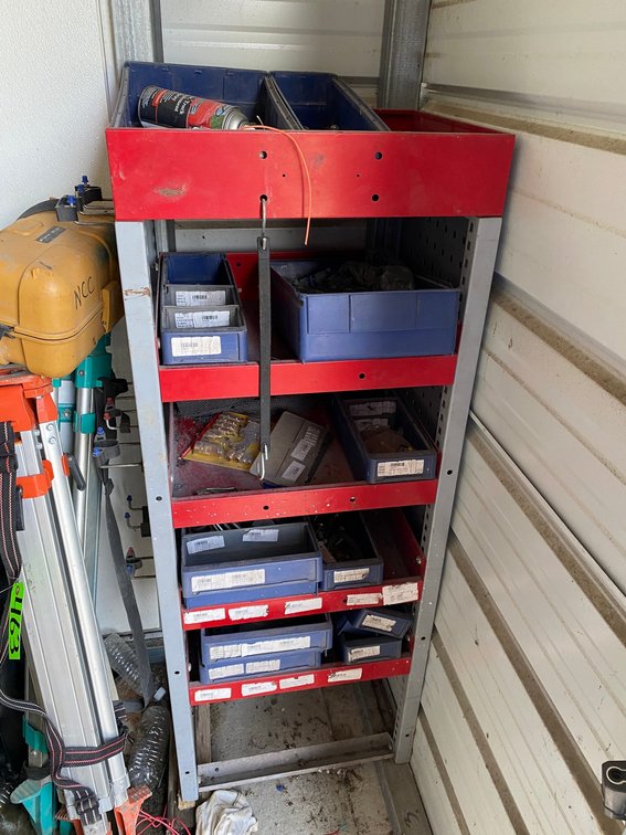 Metal Shelf and Contents