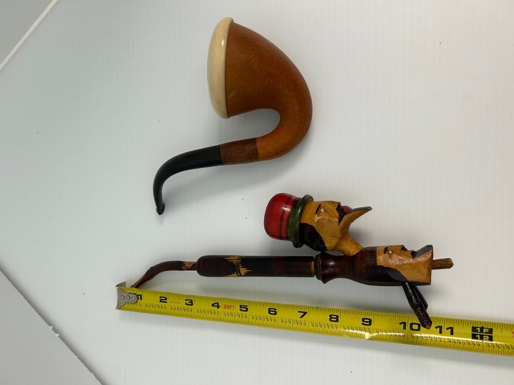 Vintage Calabash Pipe, Carved Wooden Pipe