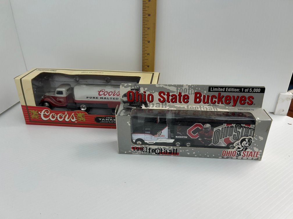 Coors 1937 Die Cast Tanker Bank, Ohio State Buckeyes 1998 Football Limited Edition Tractor Trailer