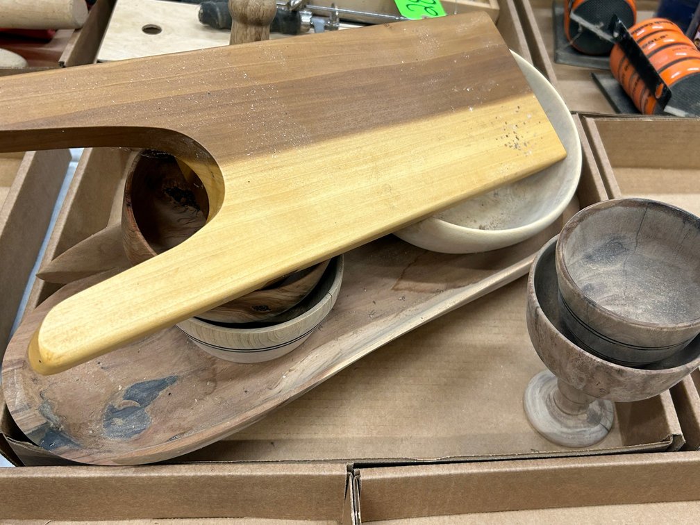 Wooden Ware - shoe shine jack, bowls, dish
