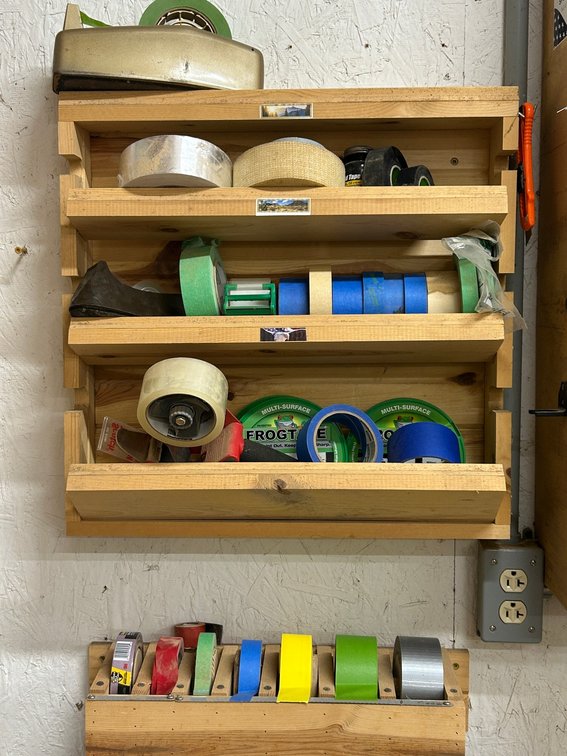2 Custom display tape dispenser racks with tape