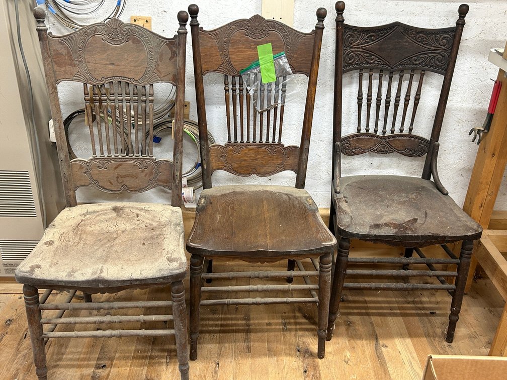 3 Wooden chairs