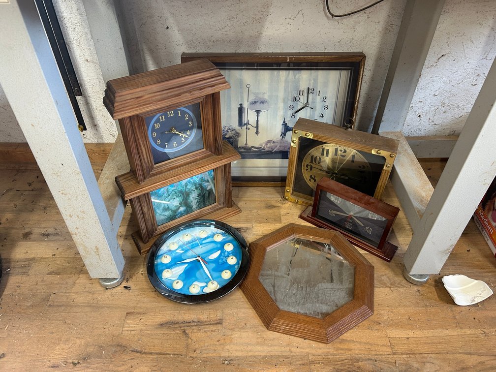 Several decorative clocks