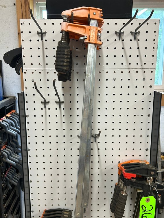 Several metal clamps