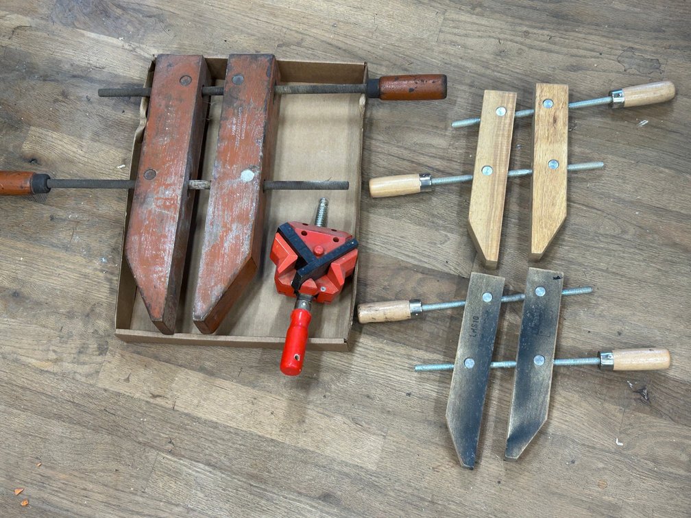 Several wood clamps