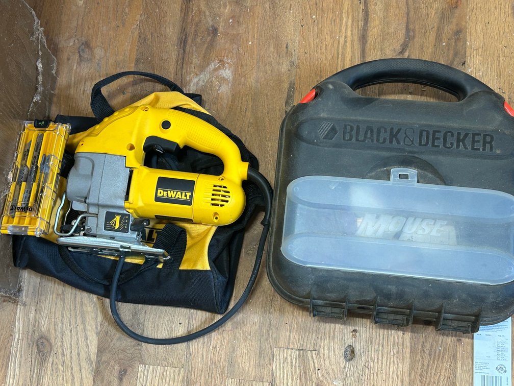 Black & Decker hand sander, DeWalt jigsaw