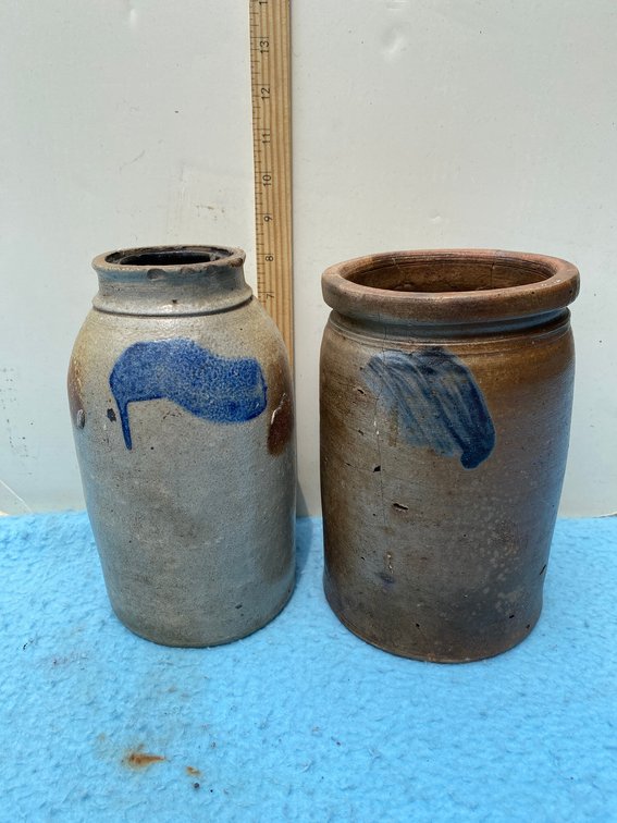 2 Decorated crocks