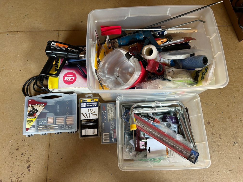 Assortment of painting supplies