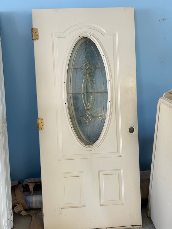 Two Individual Door Panels with Glass Inserts, (1) 32 Inches and (1) 36 Inches