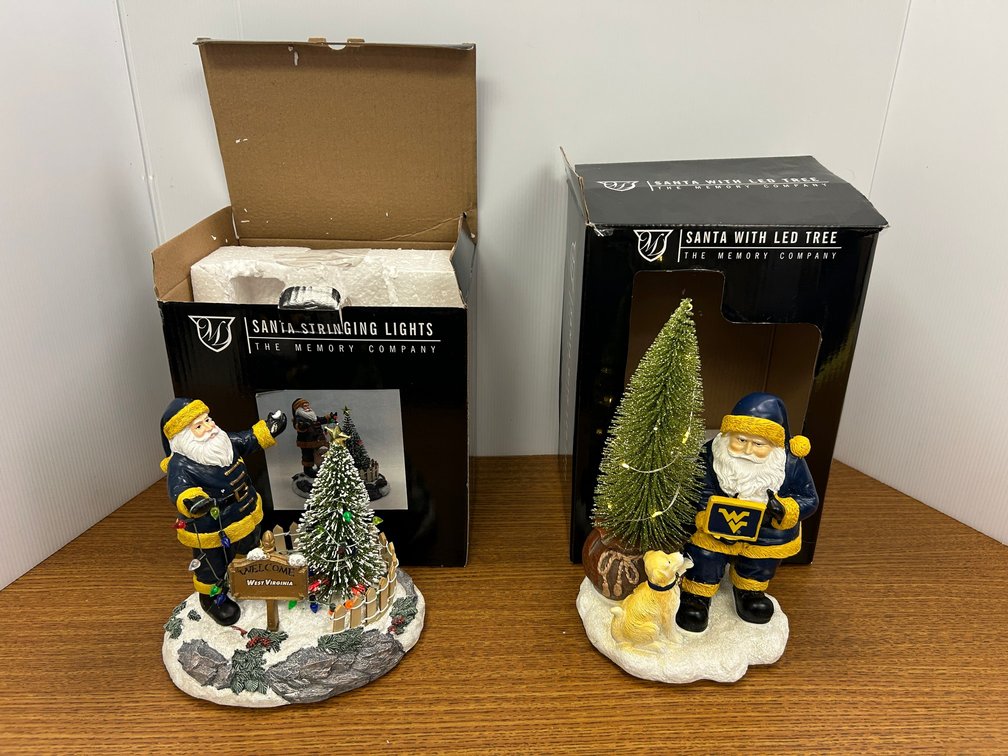 2 Santa LED lighted figurines