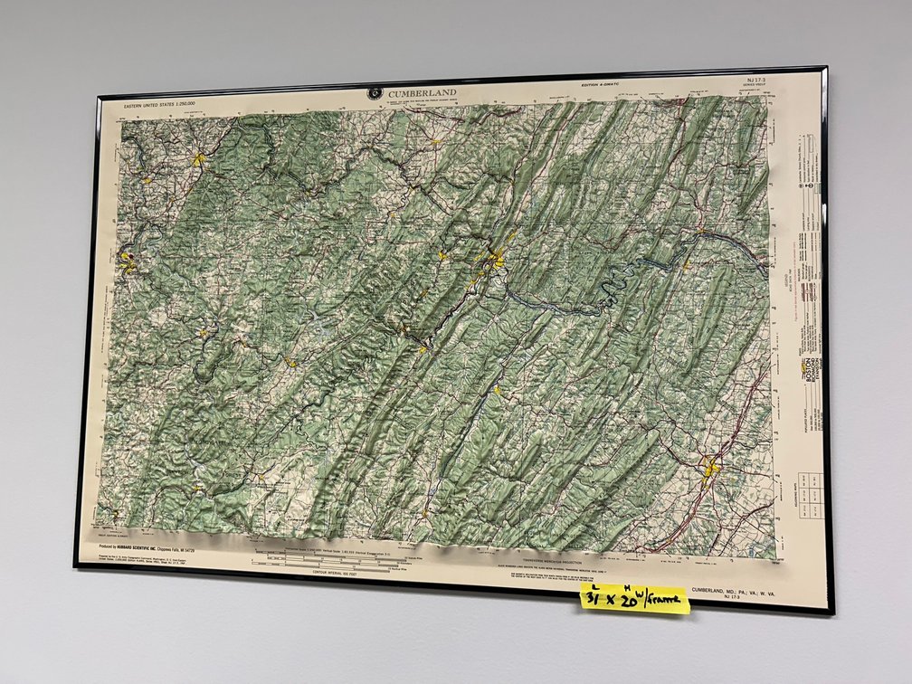 Framed relief map  of Cumberland area
