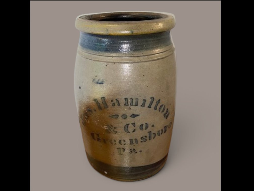 Jas. Hamilton & Co., Greensboro, PA Salt Glaze Stoneware Crock, ca. 1860s-1880s