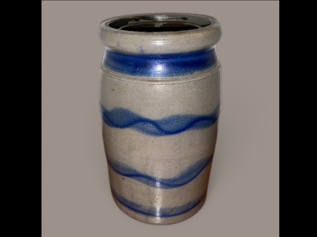 19th Century Western Pennsylvania Salt Glaze Stoneware "Striper" Jar