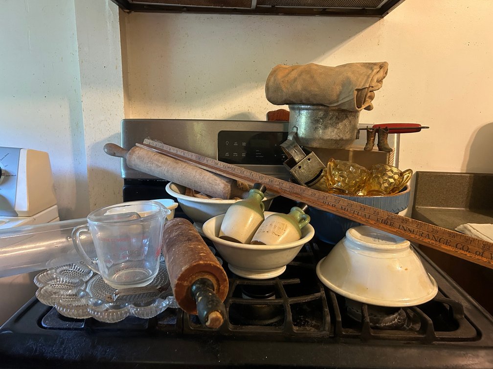 Ceramic Bowls, Stoneware Jugs, Rolling Pins, Food Mill