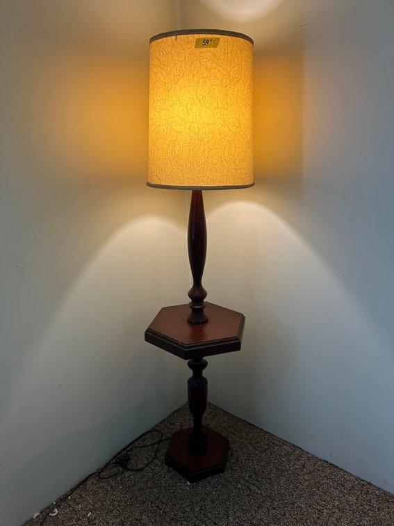 Wooden Floor Lamp with Hexagonal Table