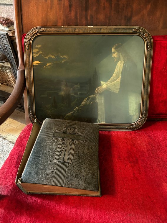 Pictorial Family Bible and Framed Print