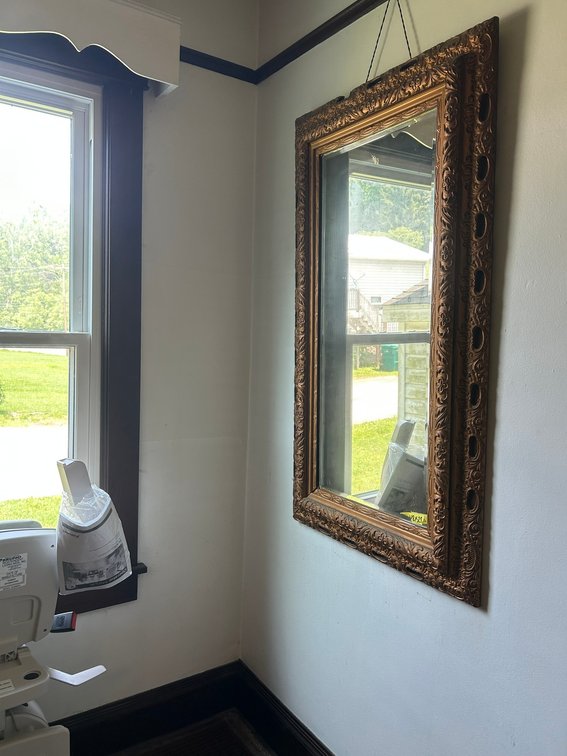 Gold-Toned Framed Beveled Wall Mirror