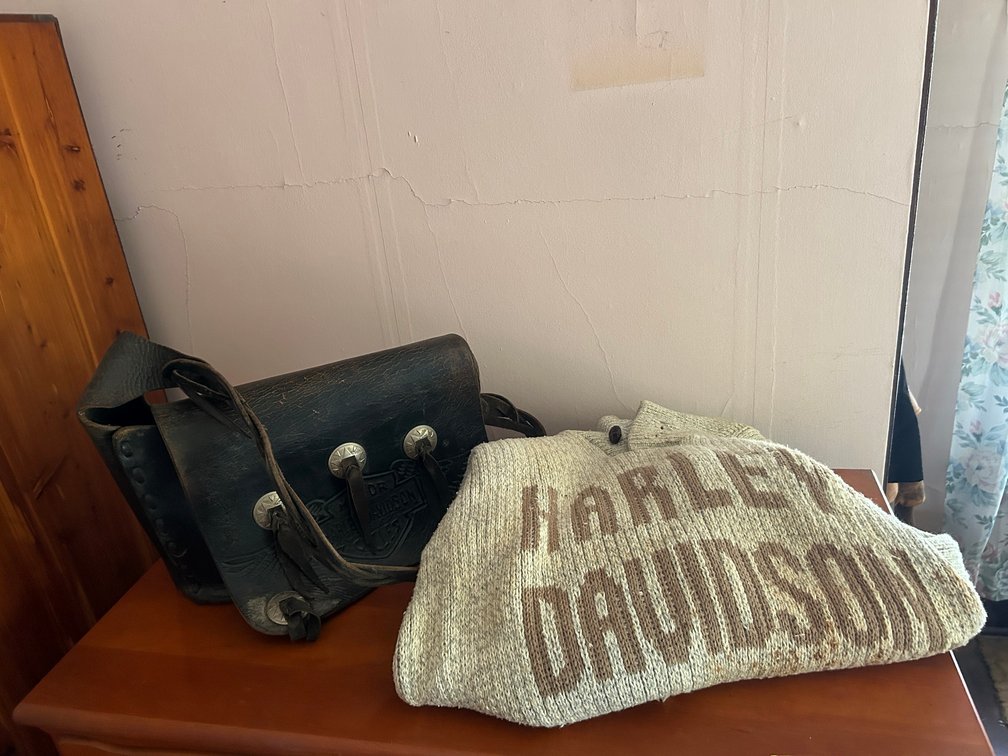 Harley-Davidson Knit Sweater and Leather Saddlebag
