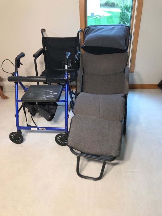 Wheelchair, walker, reclining chair