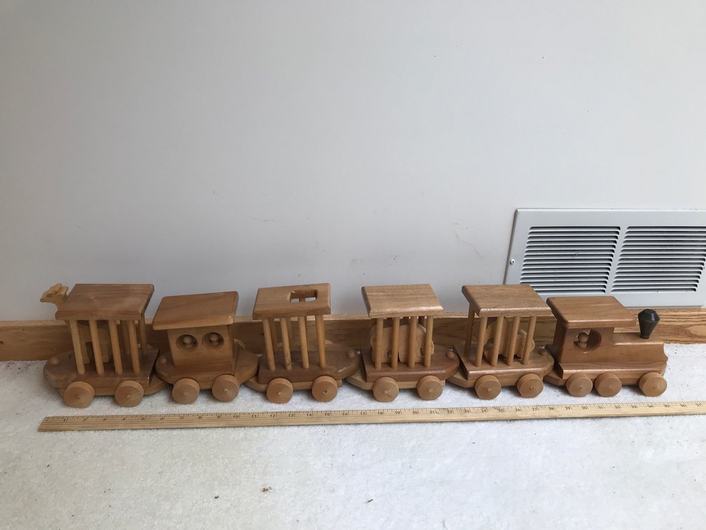 Child's wooden train set