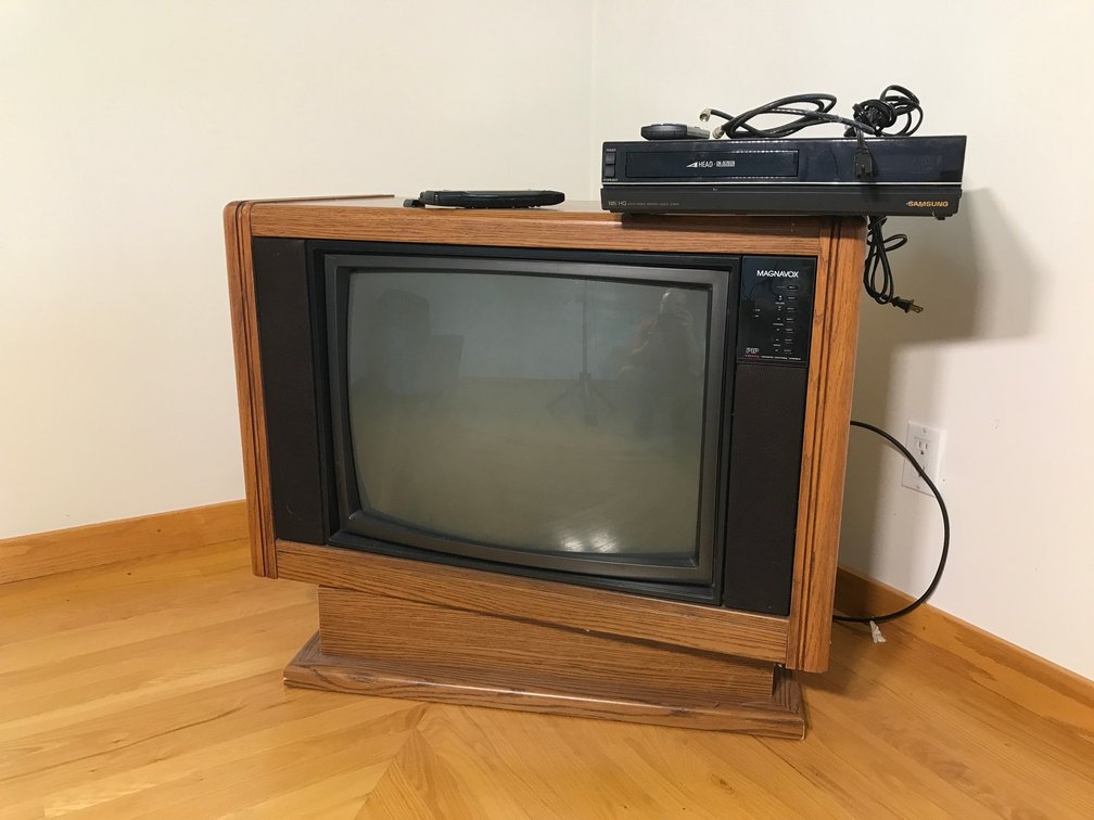Swivel television and VCR