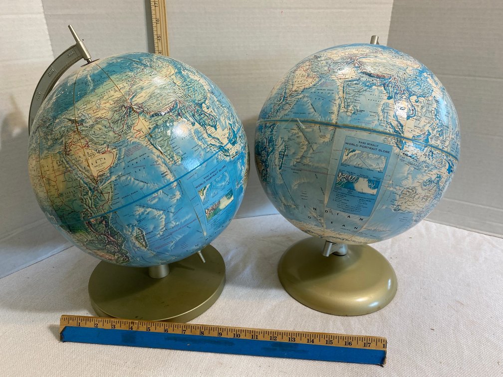 2 Rand McNally world portrait globes