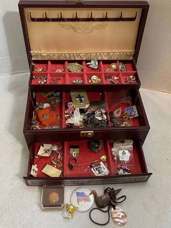 Jewelry box with assorted costume jewelry