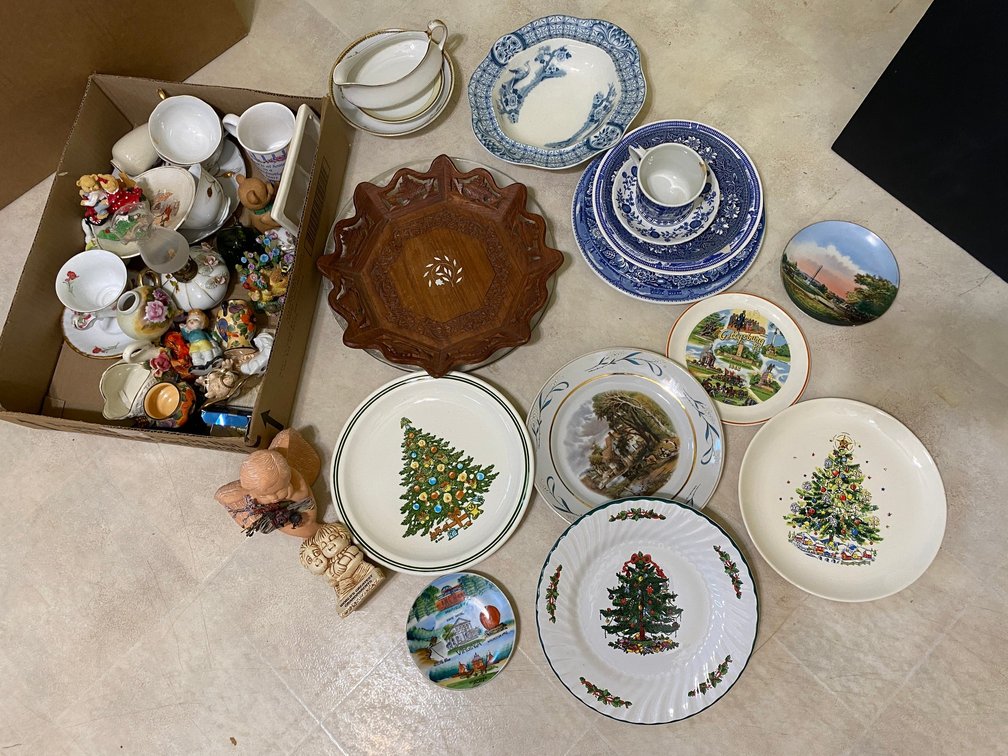 Collection of plates and other items