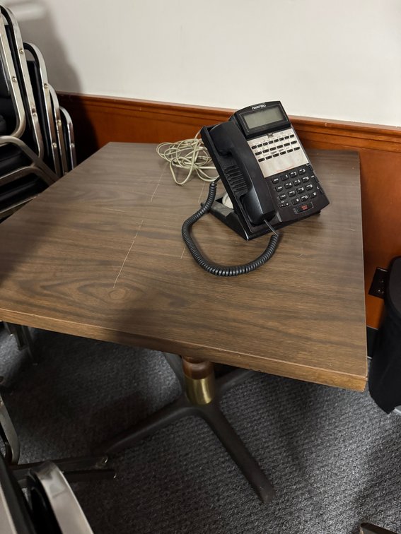Wooden Table & Digital Speakerphone