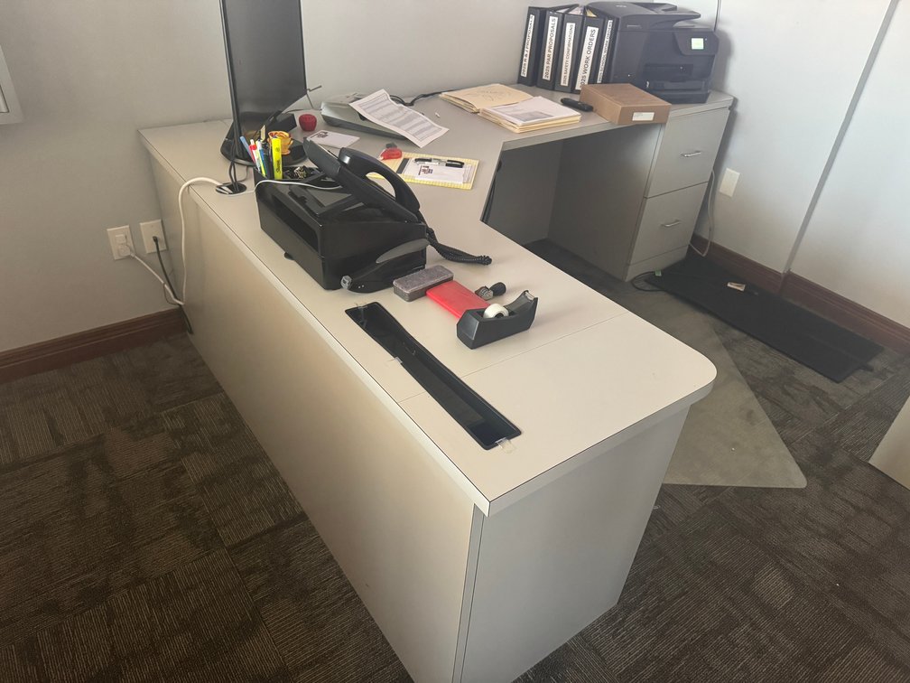 Light Gray L-Shaped Office Desk