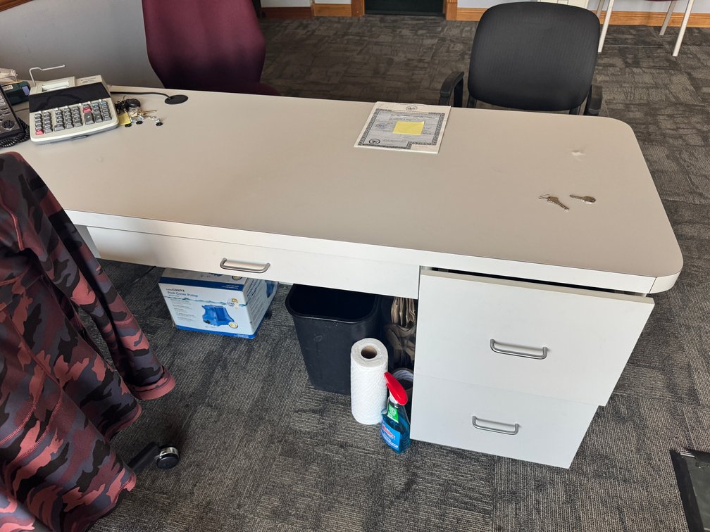 Light Gray Laminate L-Shaped Office Desk