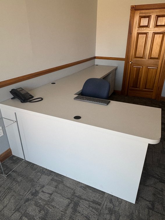 White Commercial L-Shaped Office Desk