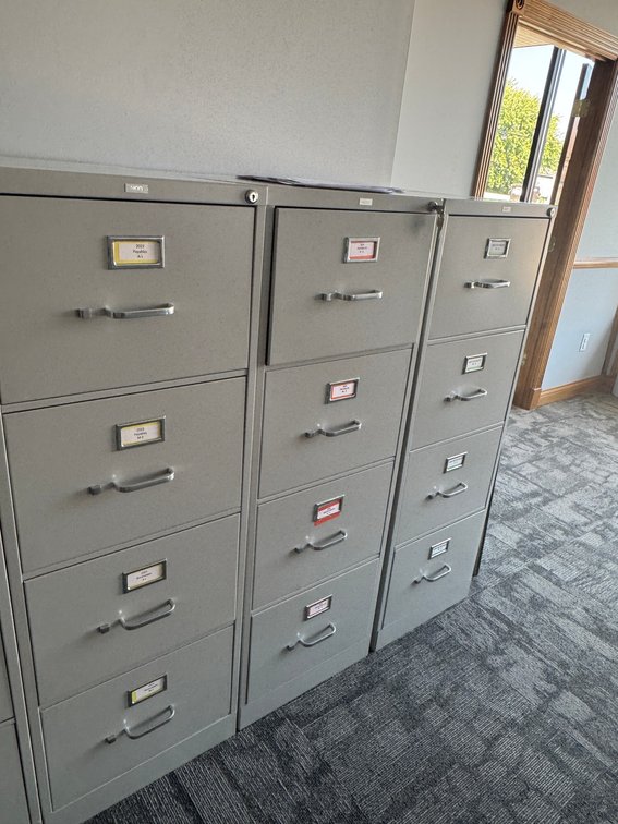 Three 4-Drawer Vertical Filing Cabinets