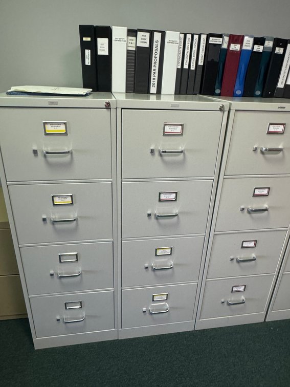 Three 4-Drawer Vertical Filing Cabinets