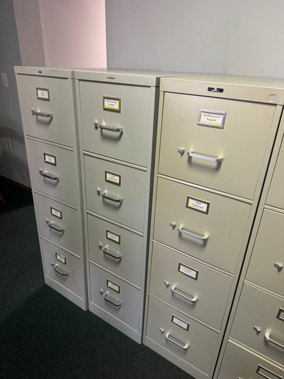 Three 4-Drawer Metal Vertical Filing Cabinets