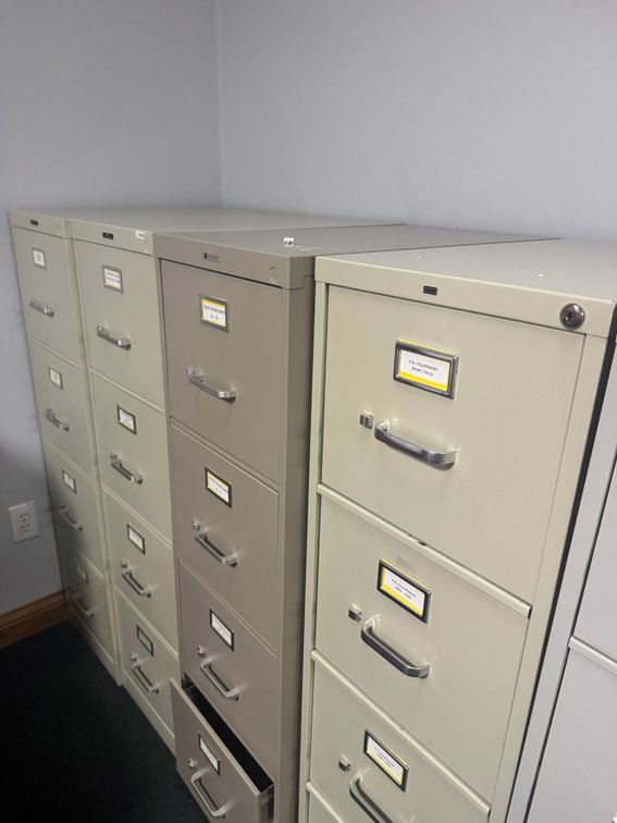 Four 4-Drawer Metal Vertical Filing Cabinets