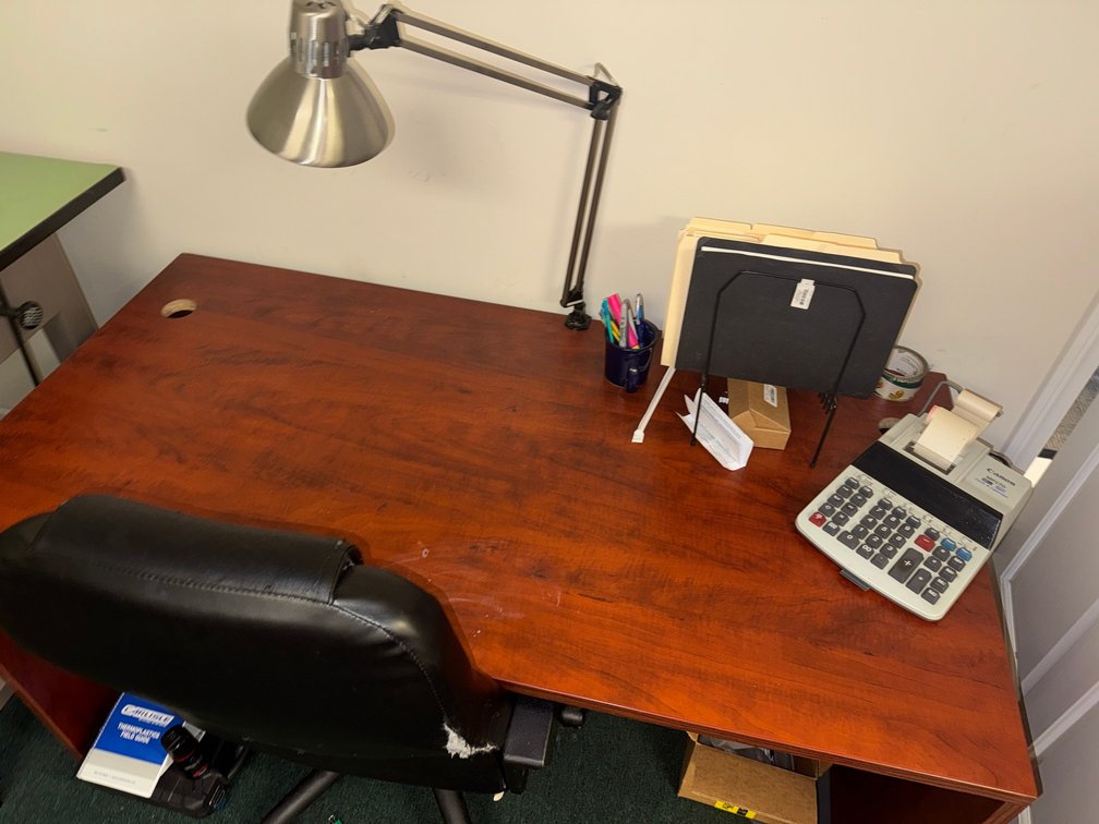 Cherry-Finish Laminate Office Desk