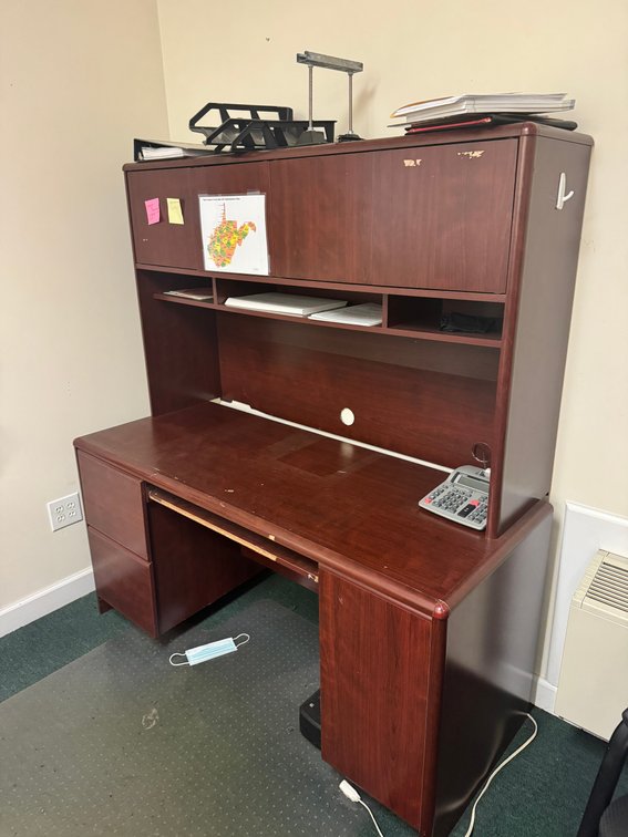 Dark Wood Office Desk with Hutch
