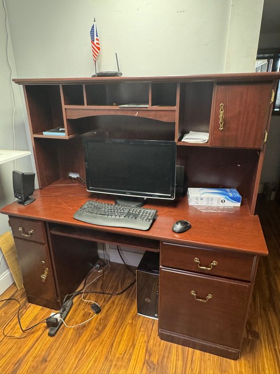 Dark Cherry Computer Desk with Hutch