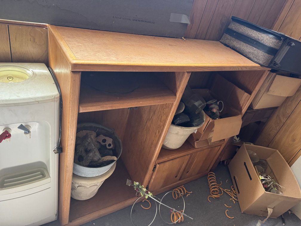 Wood-Finish Media Console / Shelving Unit