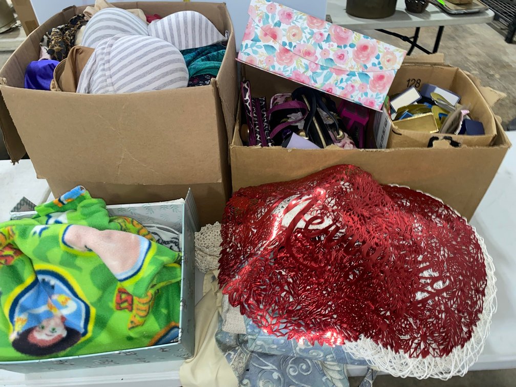 Linens, Decorative Boxes, Make up Bags