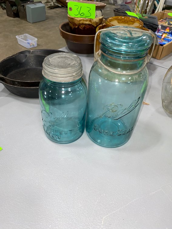 2-Blue Mason Jars