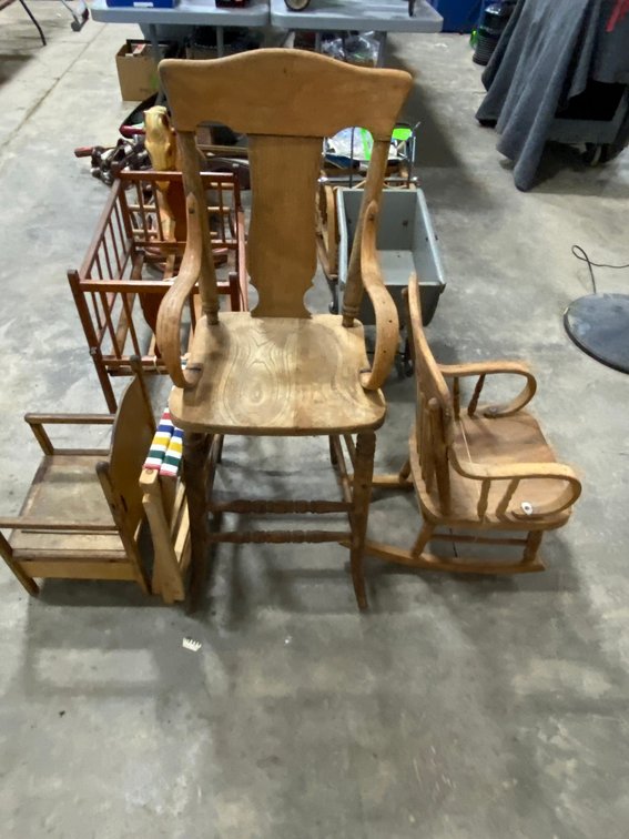 High Chair, Child's rocking Chair, Vintage Wooden Potty Chair