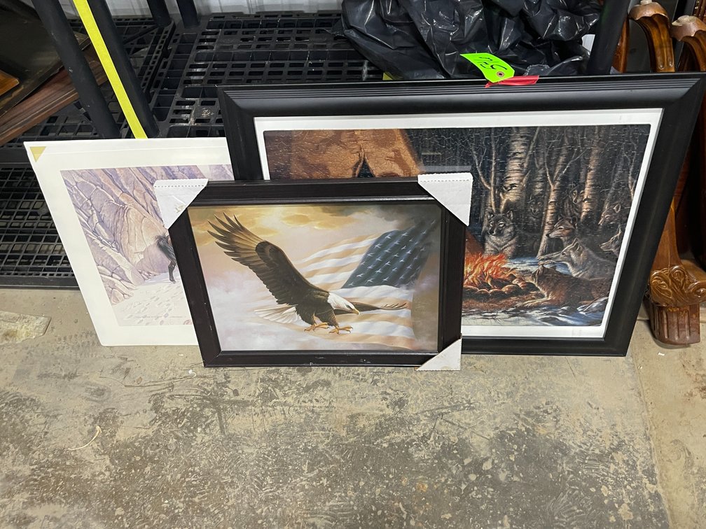 Framed Native American Puzzle, 1-Framed Native American Eagle Painting, 1-Framed Eagle Print