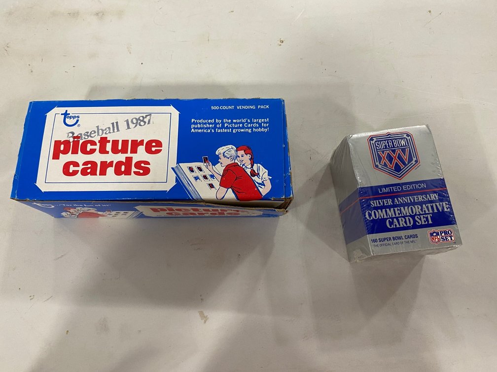 1987 Topps Baseball Card Set, Sealed Superbowl XXV Silver Anniversary Commemorative Cards Set