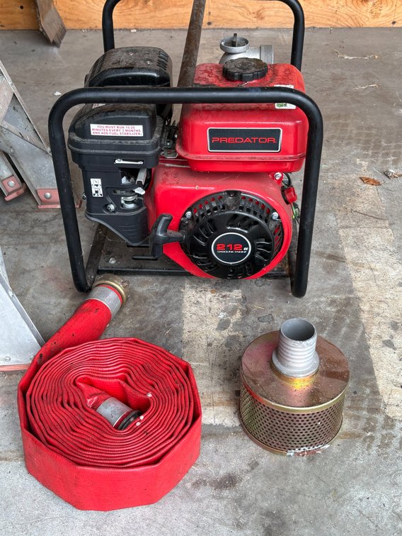 Predator 212cc gas powered trash pump with hoses