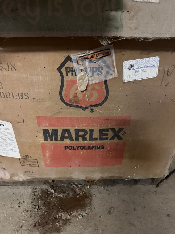 container of Phillips 66 Marlex polyolefin resin