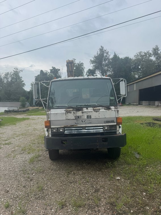 1986 GMC Cab-Over Diesel Flatbed Truck w/ Hydraulic Knuckle Boom