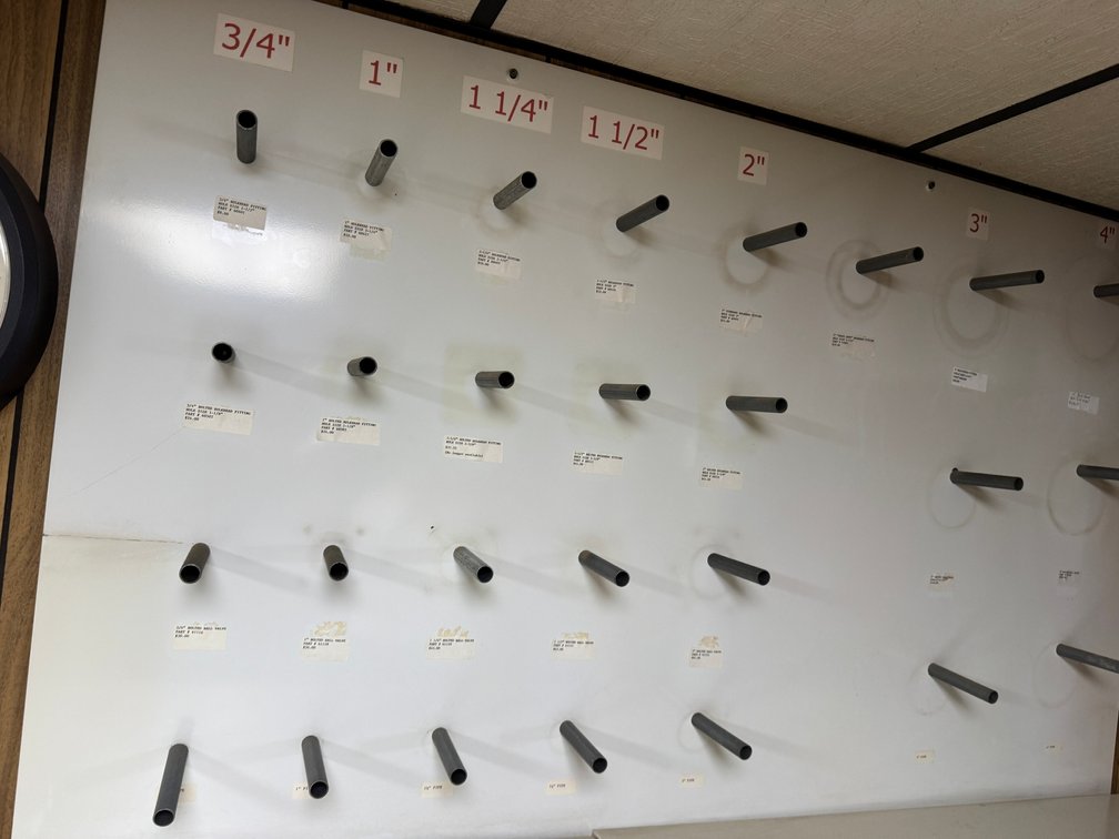 Wall-mounted pipe/sample display rack