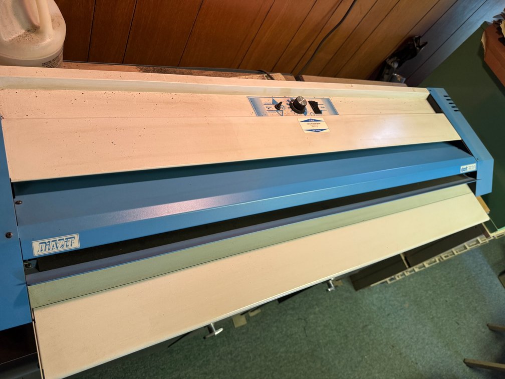 Diazit large-format blueprint/drafting machine with feed rollers and adjustable controls.